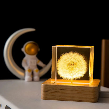 Crystal Ball Night Lights Glowing Planet Galaxy Astronaut 3D Moon Table Lamp USB Atmosphere Lamp Tabletop Decorations Kid Gifts